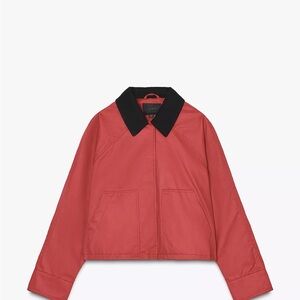 Zara Red Jacket with Black Collar